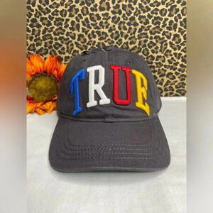 🦋B2G1🦋TRUE RELIGION Black Rainbow TRUE Adjustable Baseball Hat | OSFA |